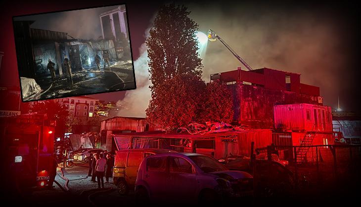 Bahçelievler'de oto tamirhane alev alev yandı! Araçlar kullanılamaz hale geldi