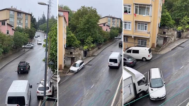 İstanbul'da yola akaryakıt aktı! Çok sayıda araç birbirine girdi